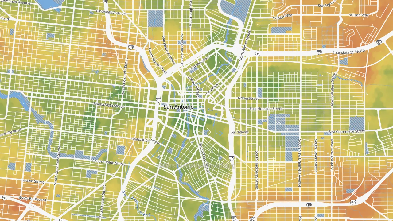 Bike Grade map of Downtown San Antonio, San Antonio, TX