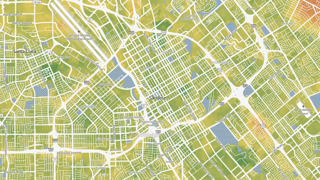Bike Grade map of Downtown San Jose, San Jose, CA