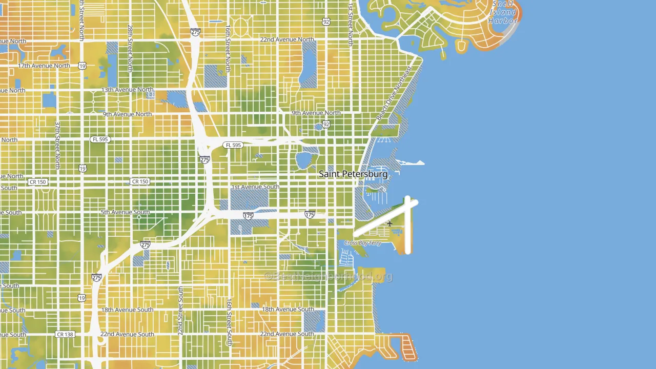 Bike Grade map of Downtown St Petersburg, St. Petersburg, FL