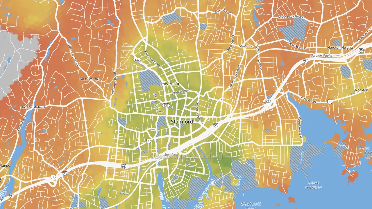Bike Grade map of Downtown Stamford, Stamford, CT