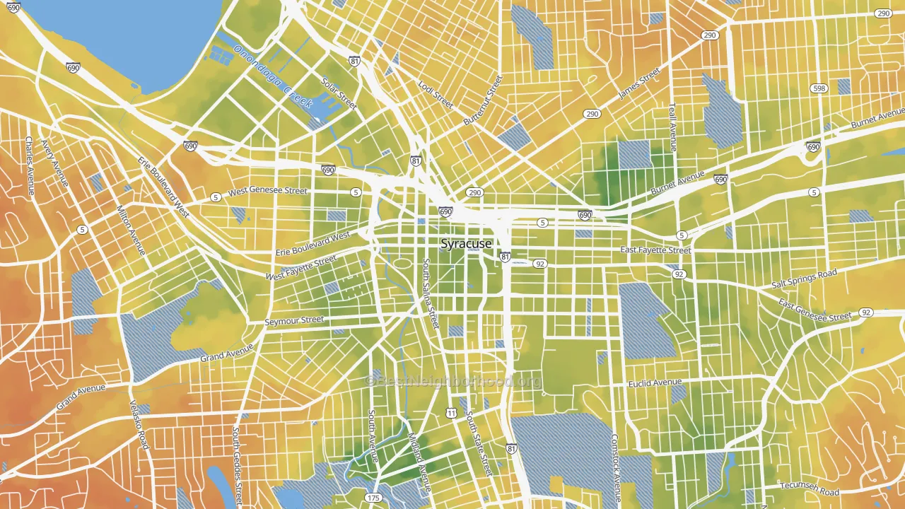 Bike Grade map of Downtown Syracuse, Syracuse, NY