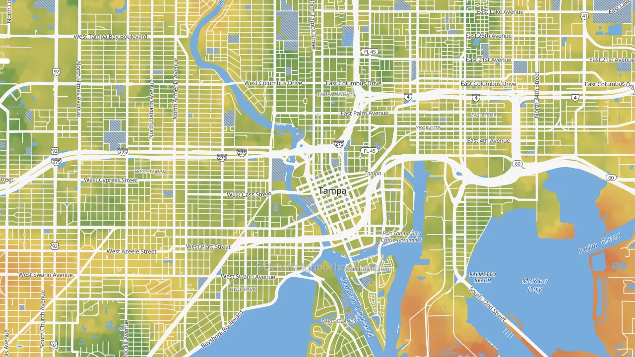 Bike Grade map of Downtown Tampa, Tampa, FL