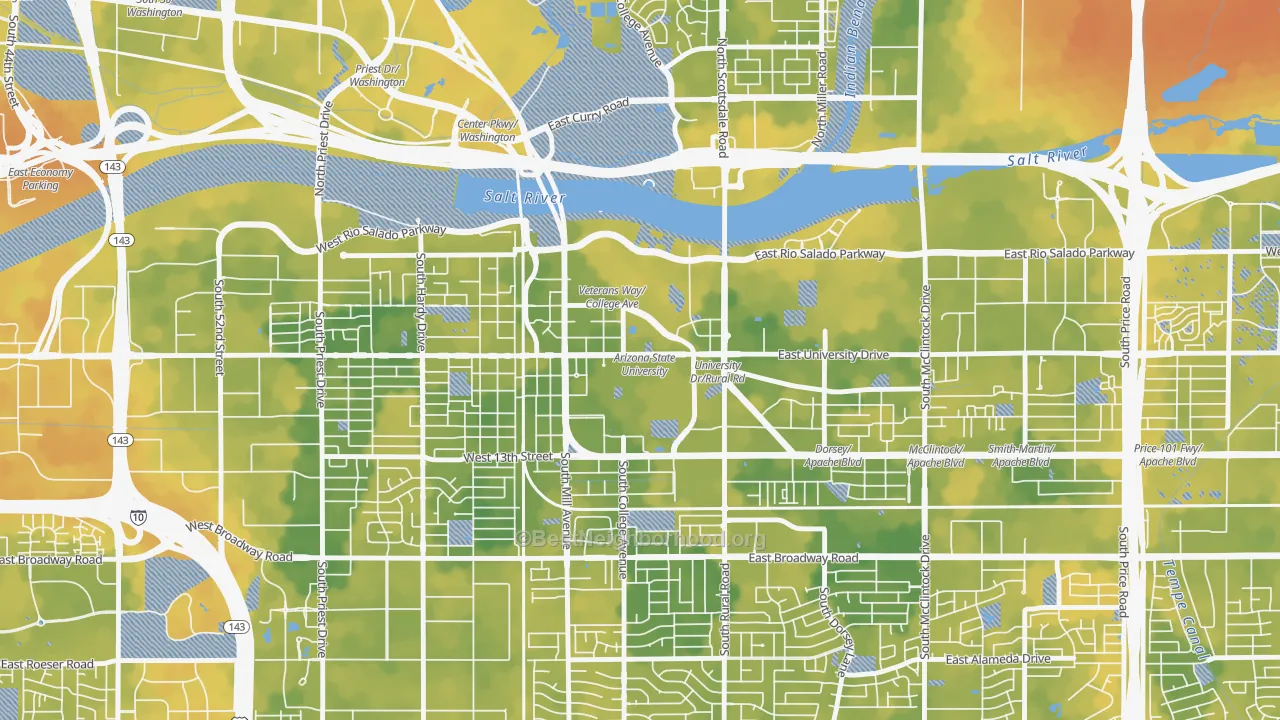 Bike Grade map of Downtown Tempe, Tempe, AZ