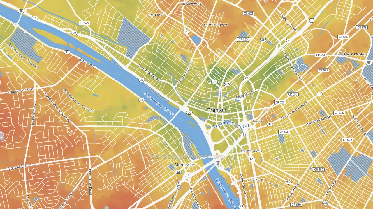 Bike Grade map of Downtown Trenton, Trenton, NJ