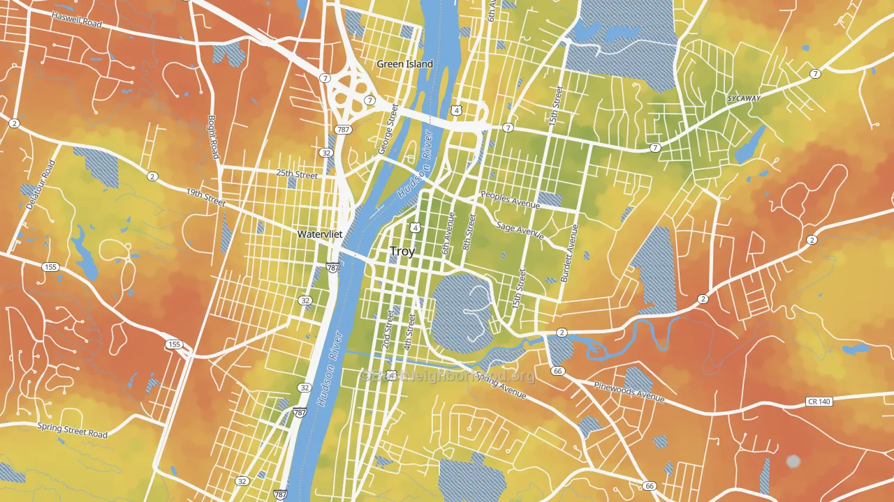 Bike Grade map of Downtown Troy, Troy, NY