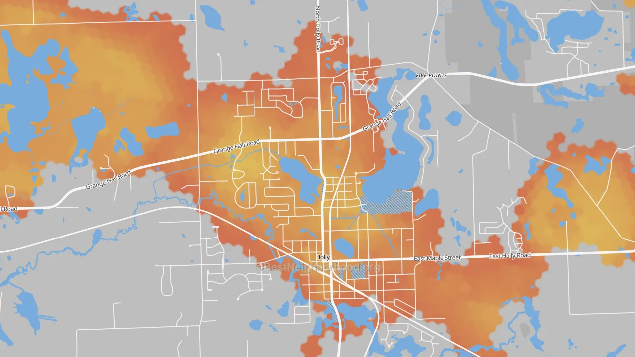 Bike Grade map of Downtown Village of Holly, Holly, MI