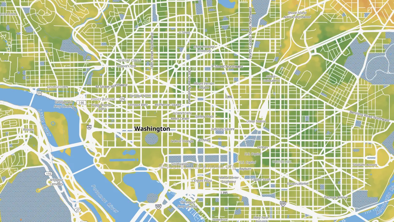 Bike Grade map of Downtown, Washington, DC