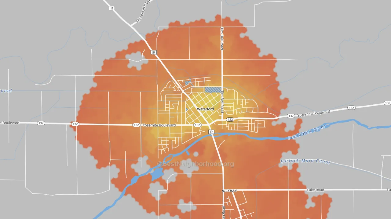 Bike Grade map of Downtown Waterford, Waterford, CA