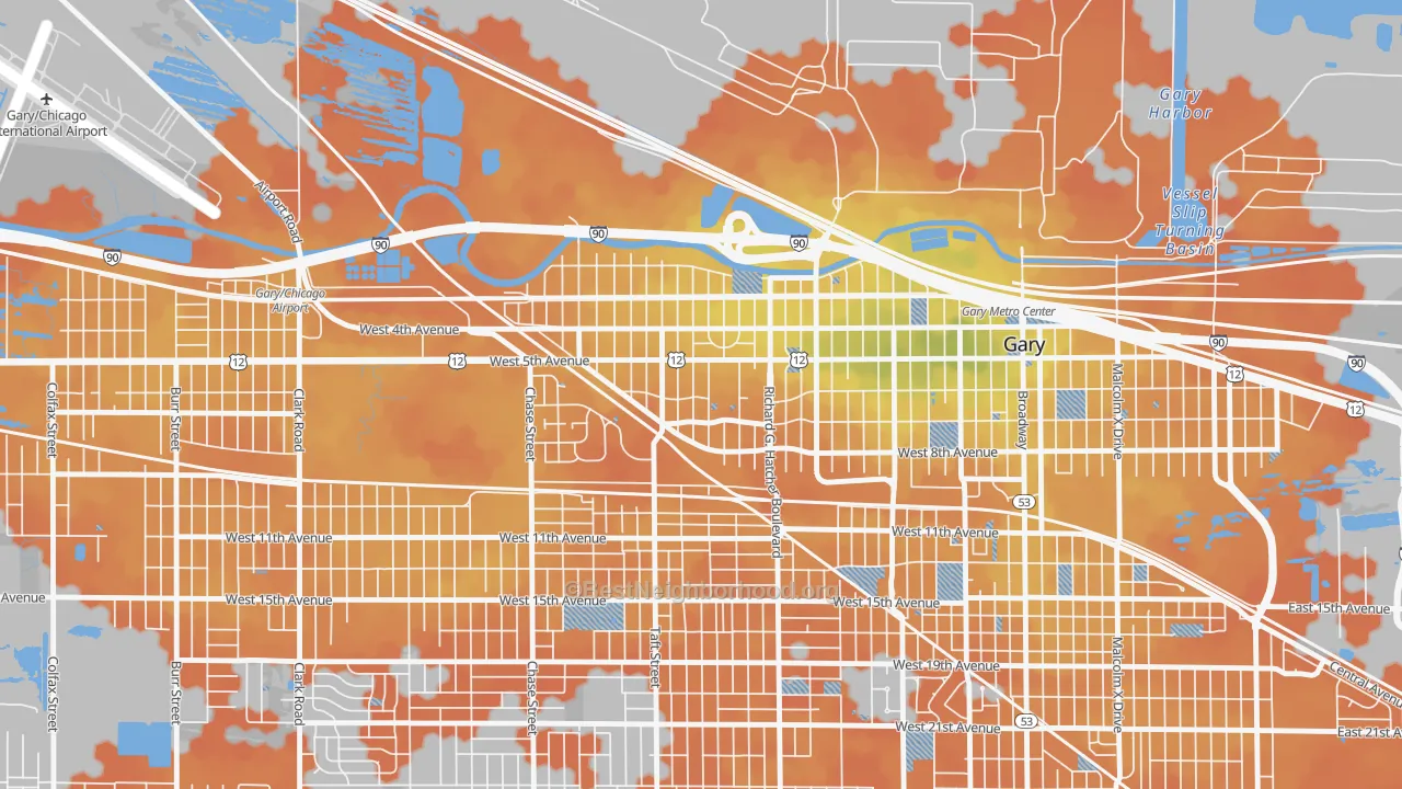 Bike Grade map of Downtown West, Gary, IN