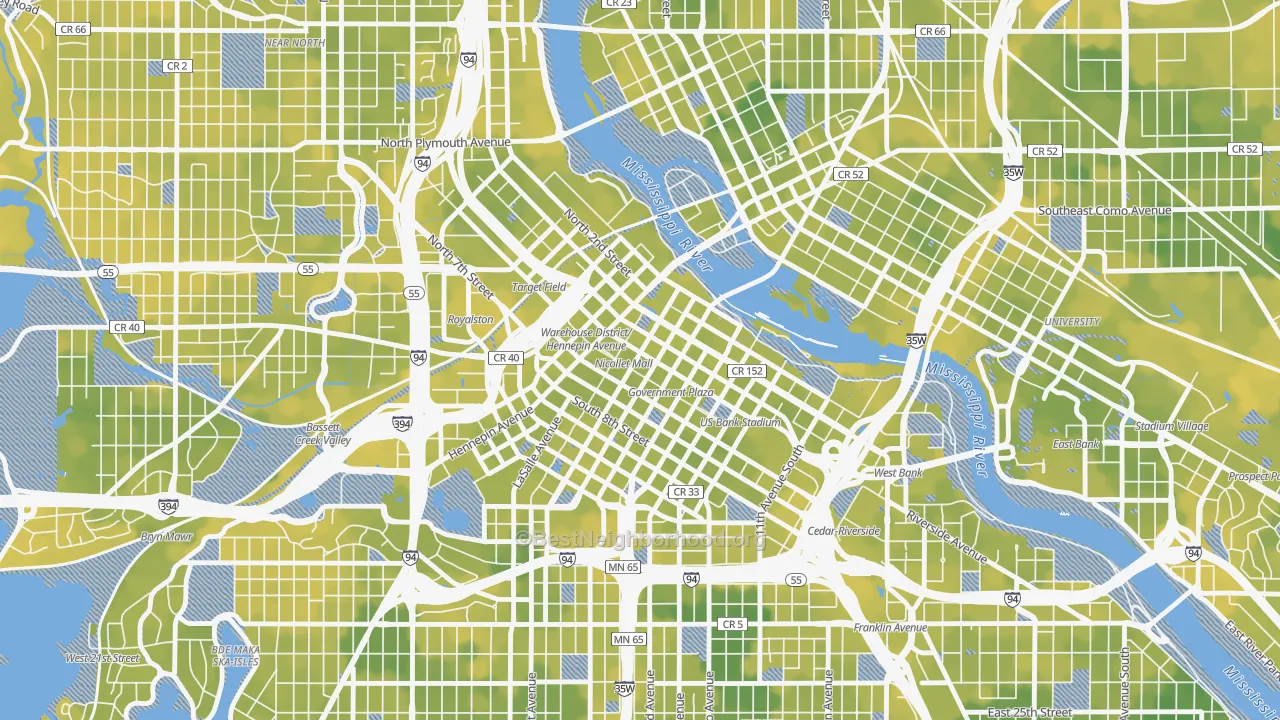 Bike Grade map of Downtown West, Minneapolis, MN