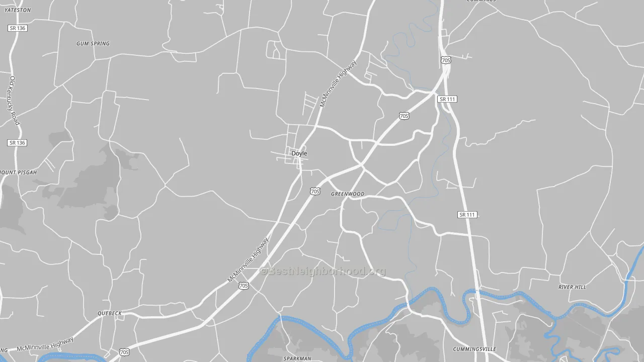 Bike Grade map of Doyle, TN