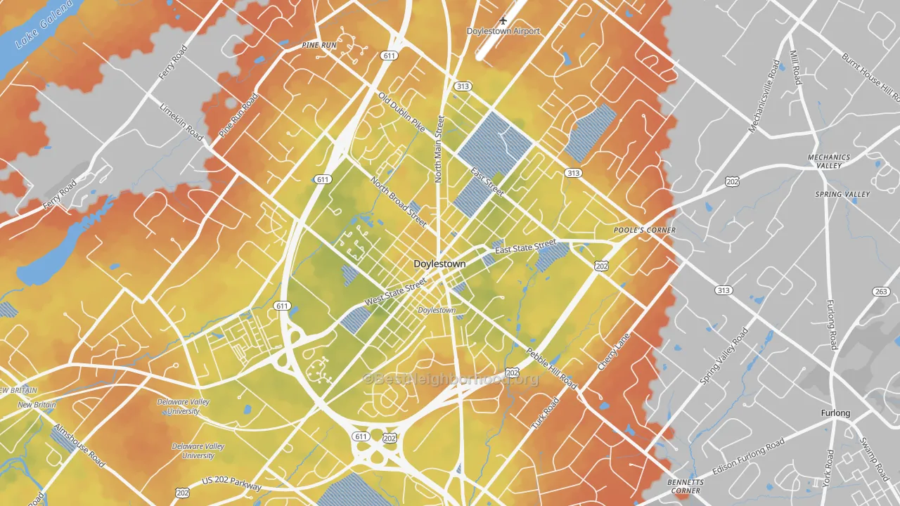 Bike Grade map of Doylestown Historic District, Doylestown, PA