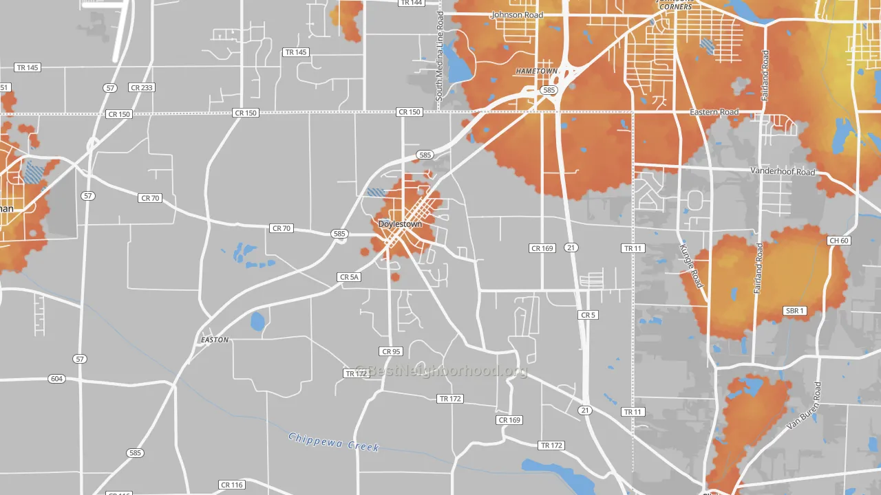 Bike Grade map of Doylestown, OH