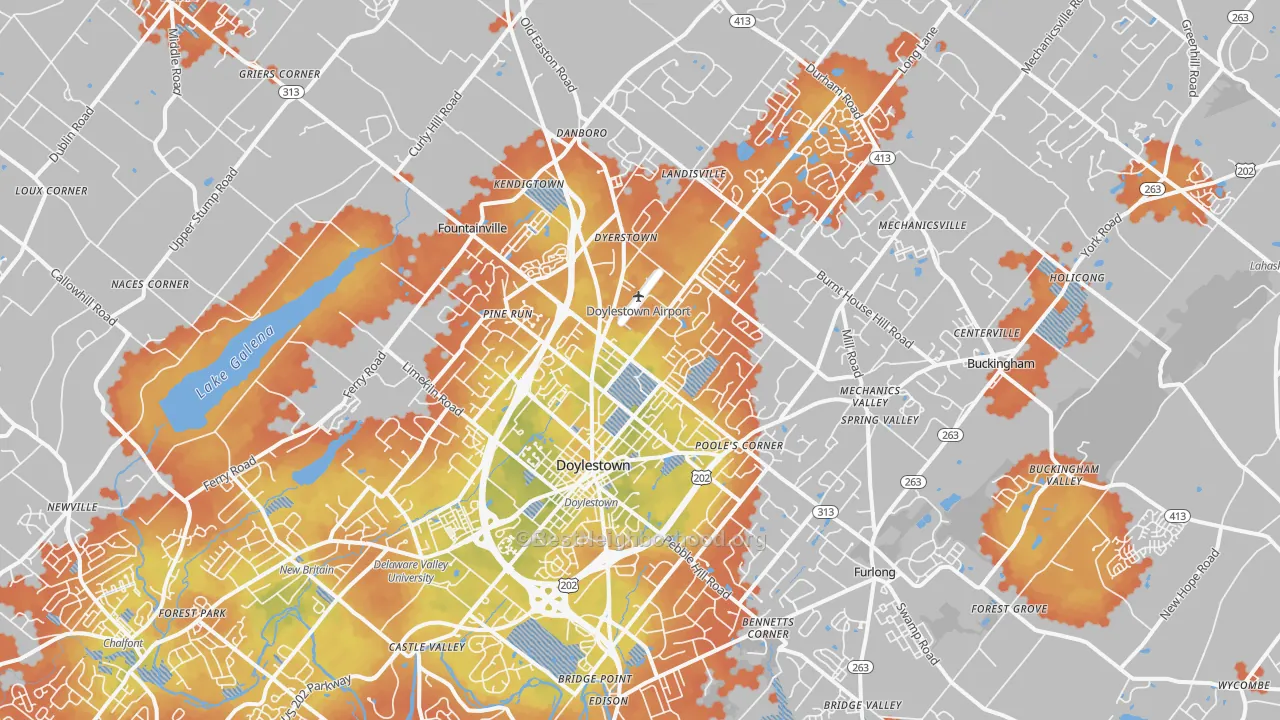 Bike Grade map of Doylestown, PA