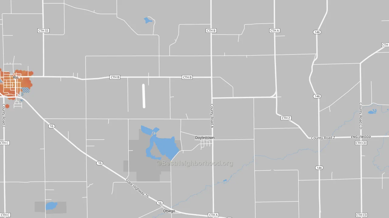 Bike Grade map of Doylestown, WI