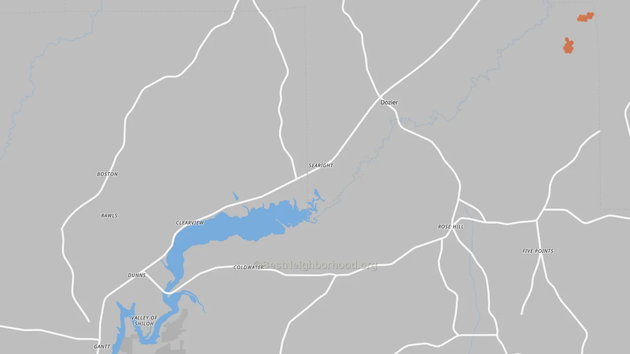Bike Grade map of Dozier, AL