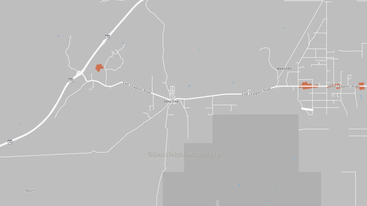 Bike Grade map of Dragoon, AZ
