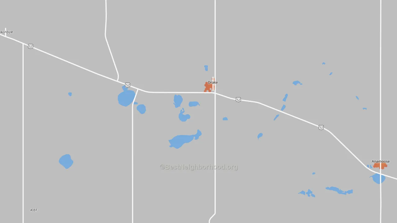 Bike Grade map of Drake, ND