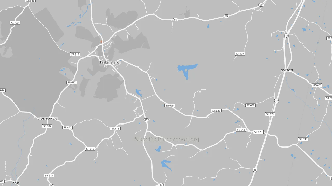 Bike Grade map of Drakes Branch, VA