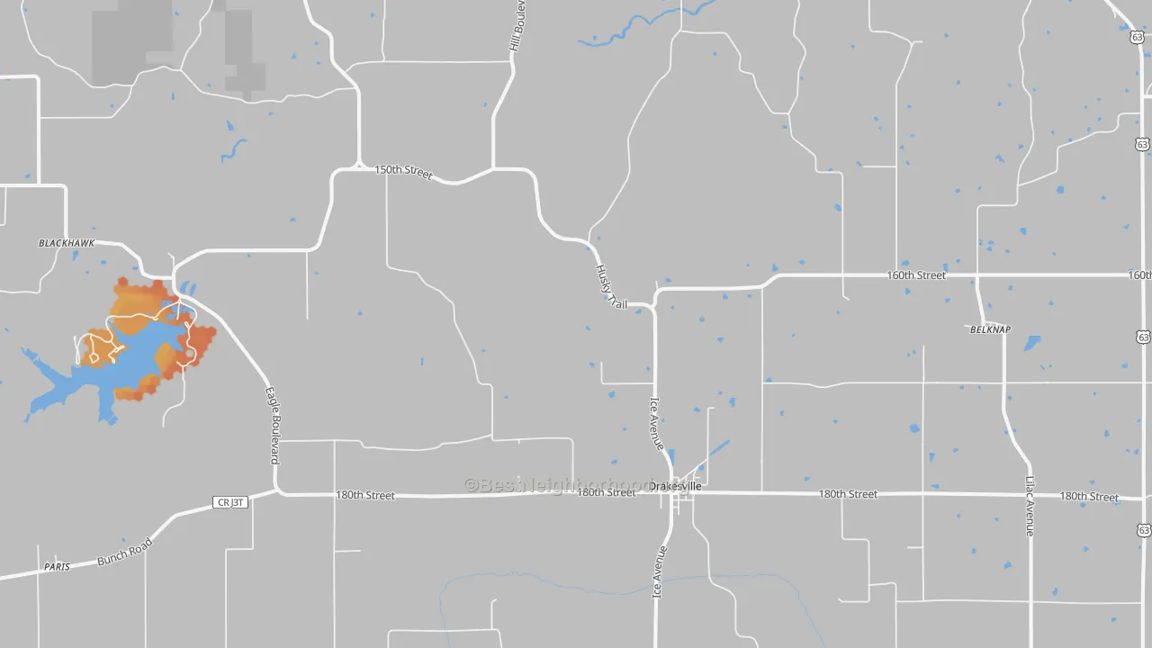 Bike Grade map of Drakesville, IA