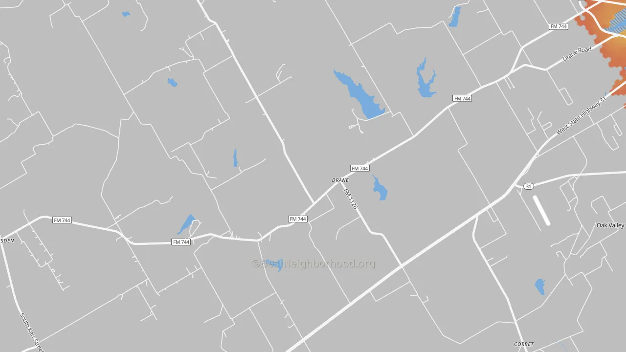 Bike Grade map of Drane, TX
