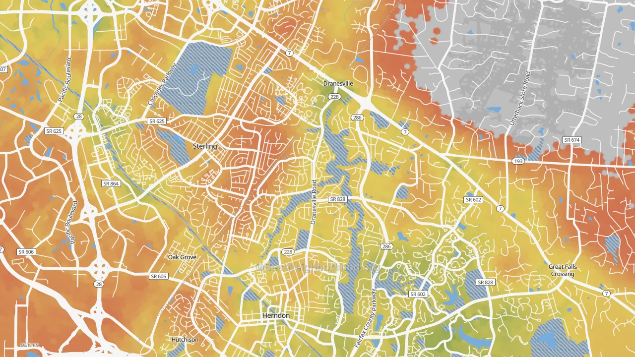 Bike Grade map of Dranesville, VA