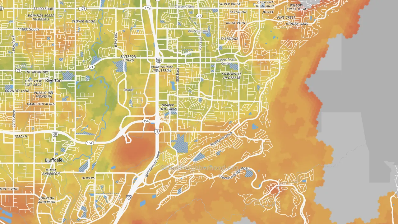 Bike Grade map of Draper, UT