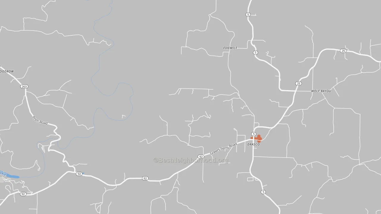 Bike Grade map of Drasco, AR