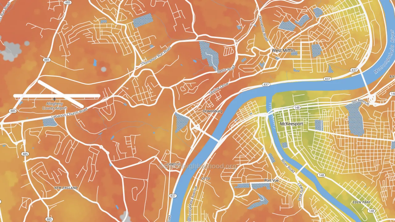 Bike Grade map of Dravosburg, PA