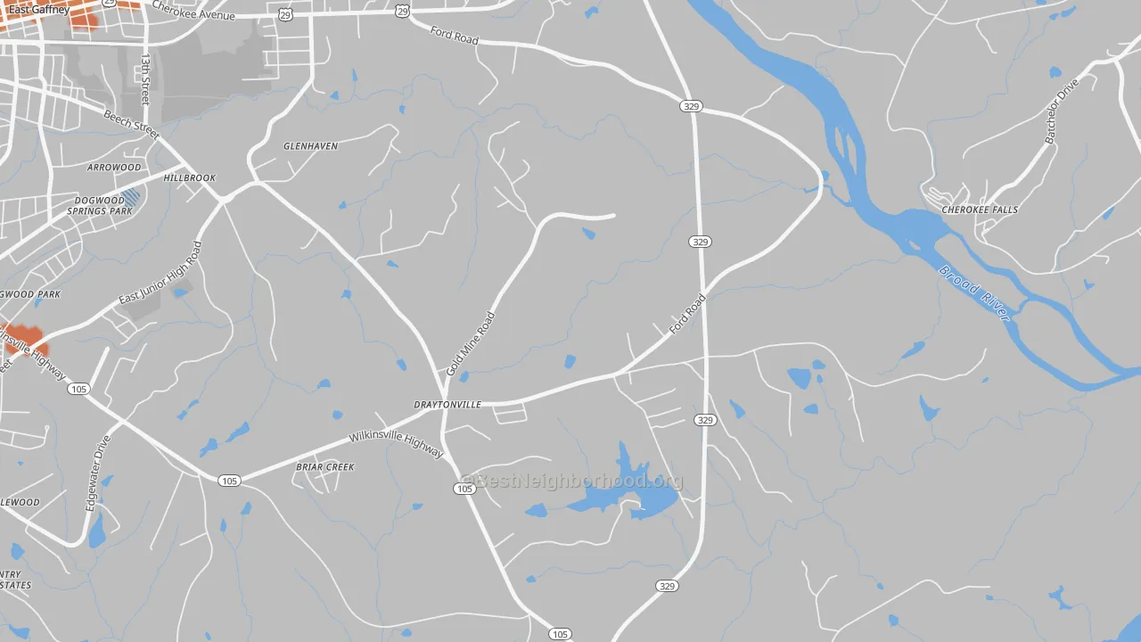 Bike Grade map of Draytonville, SC
