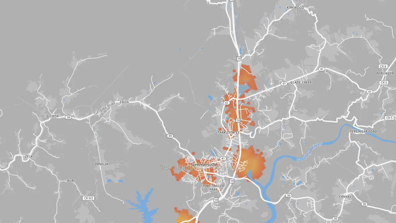 Bike Grade map of Drennen, WV