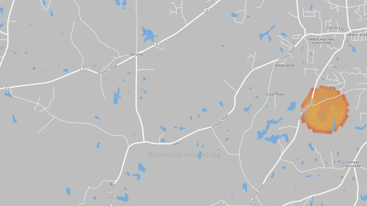 Bike Grade map of Dresden, GA