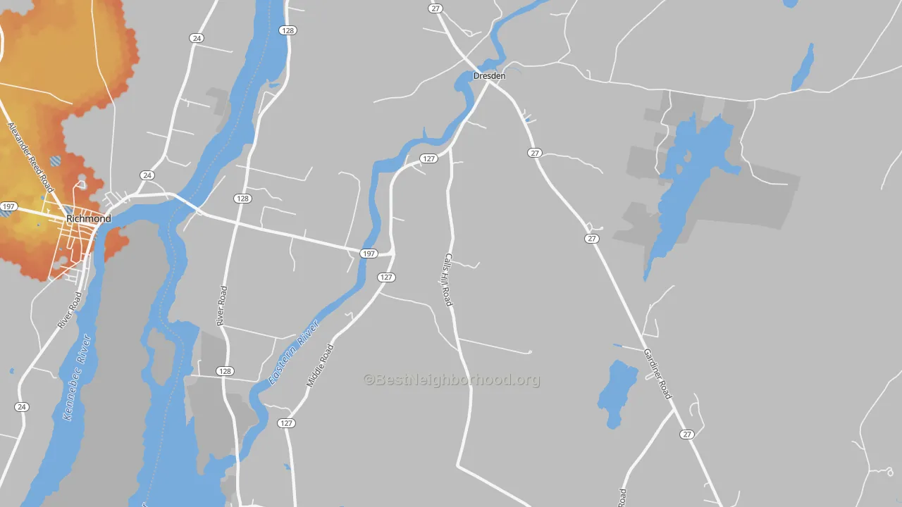 Bike Grade map of Dresden, ME
