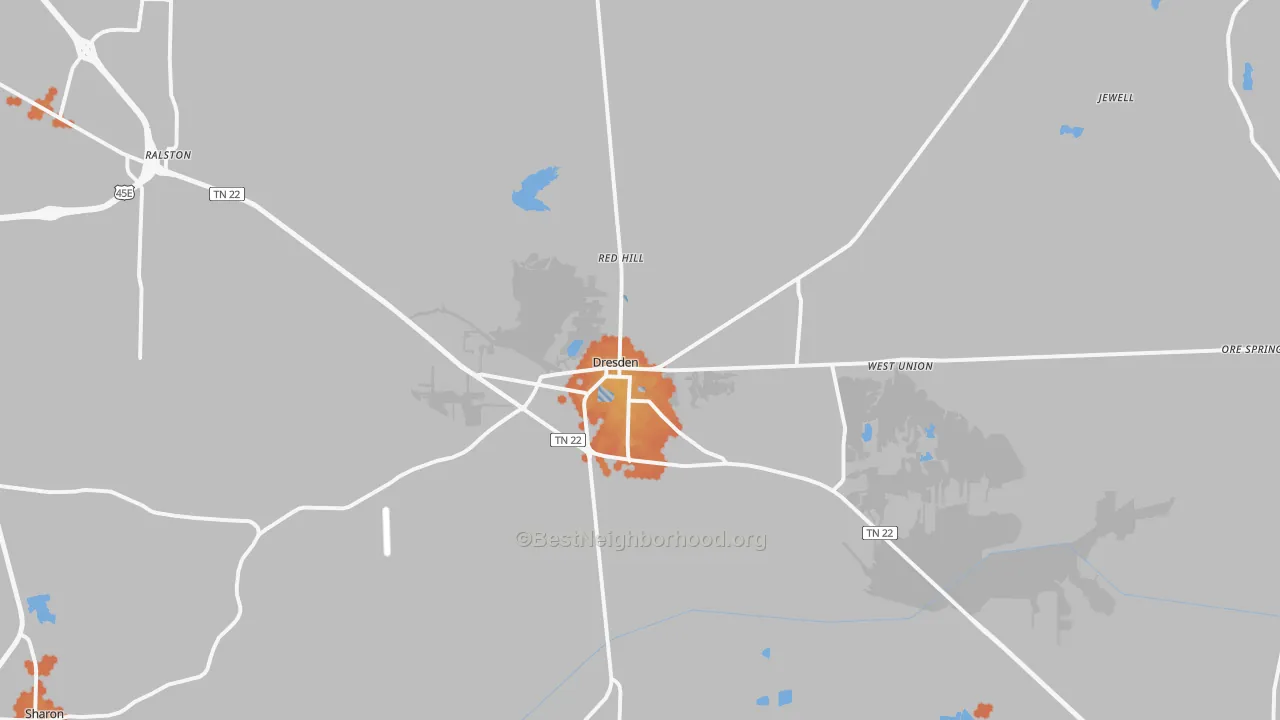 Bike Grade map of Dresden, TN