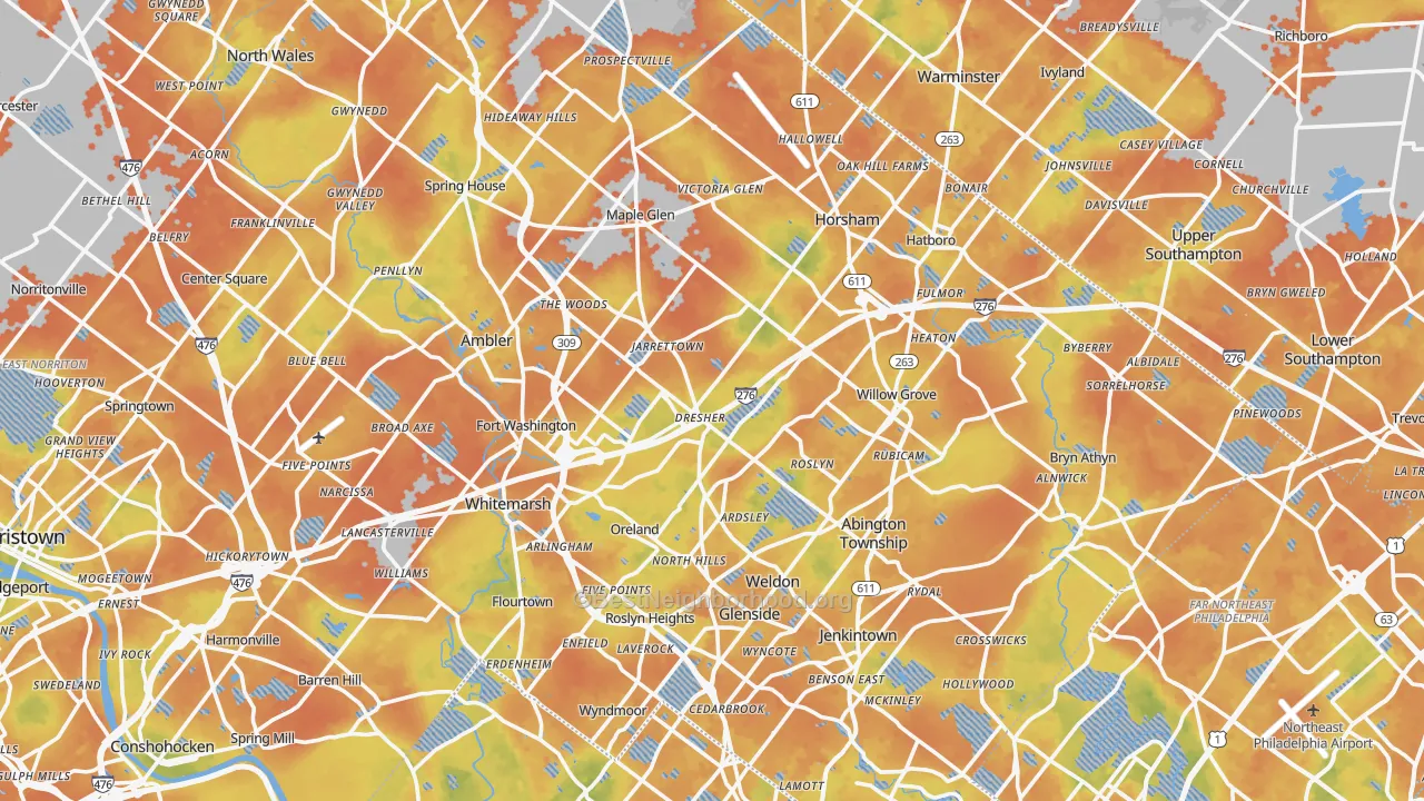 Bike Grade map of Dresher, PA