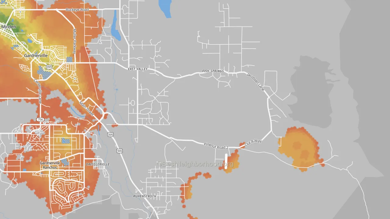 Bike Grade map of Dresslerville, NV