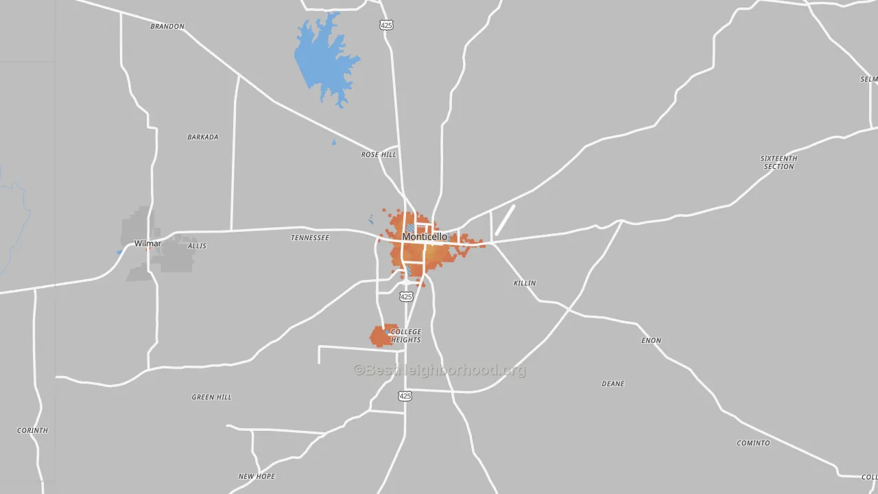 Bike Grade map of Drew County, AR