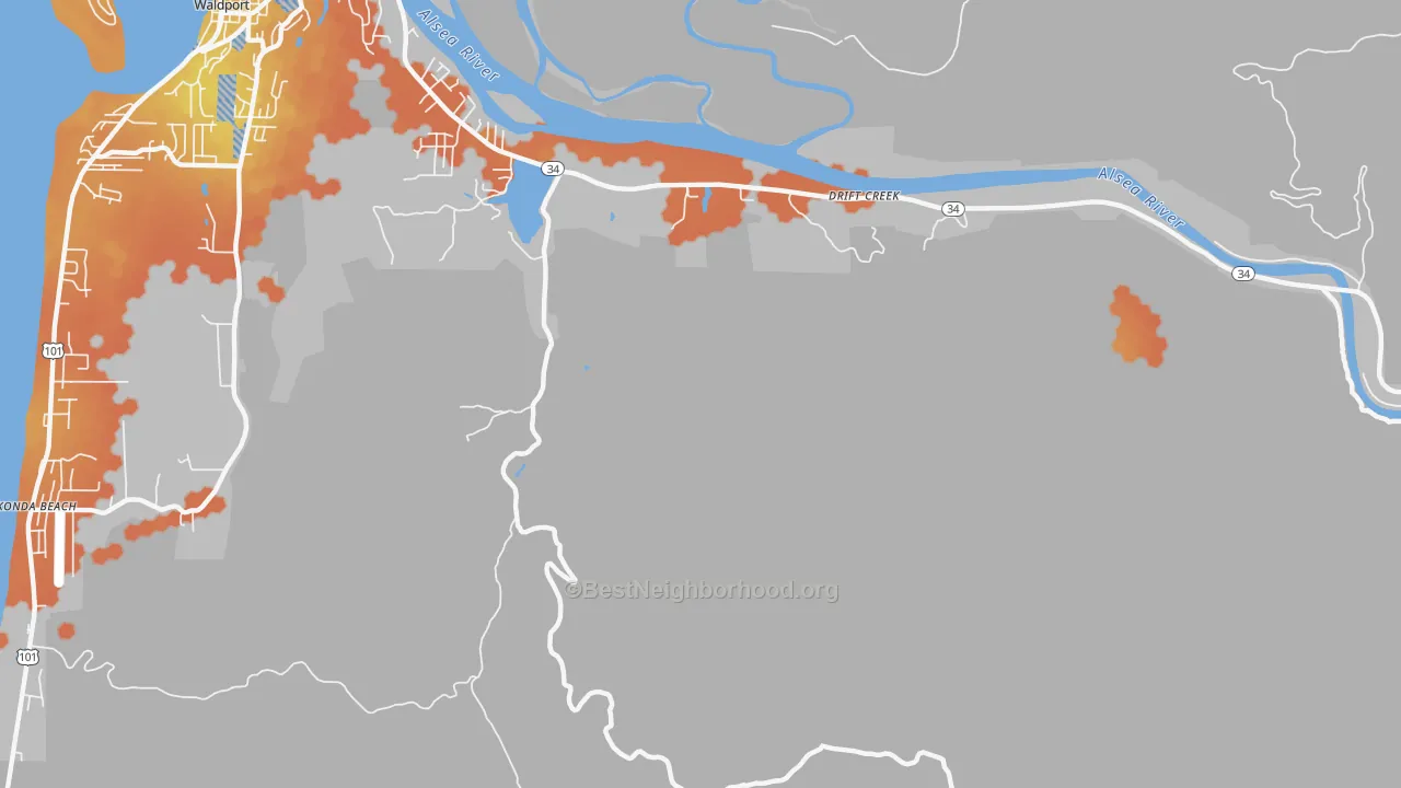 Bike Grade map of Drift Creek, OR