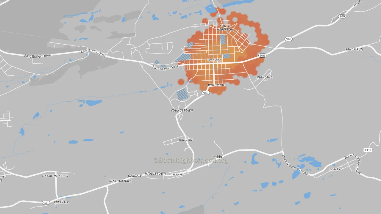 Bike Grade map of Drifton, PA