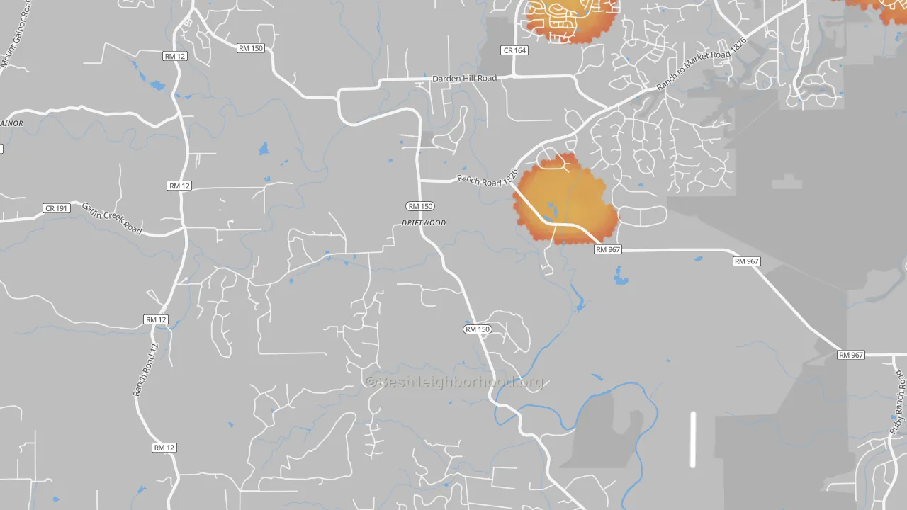 Bike Grade map of Driftwood, TX
