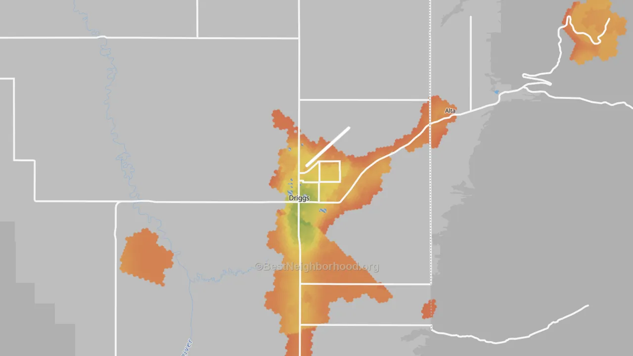 Bike Grade map of Driggs, ID