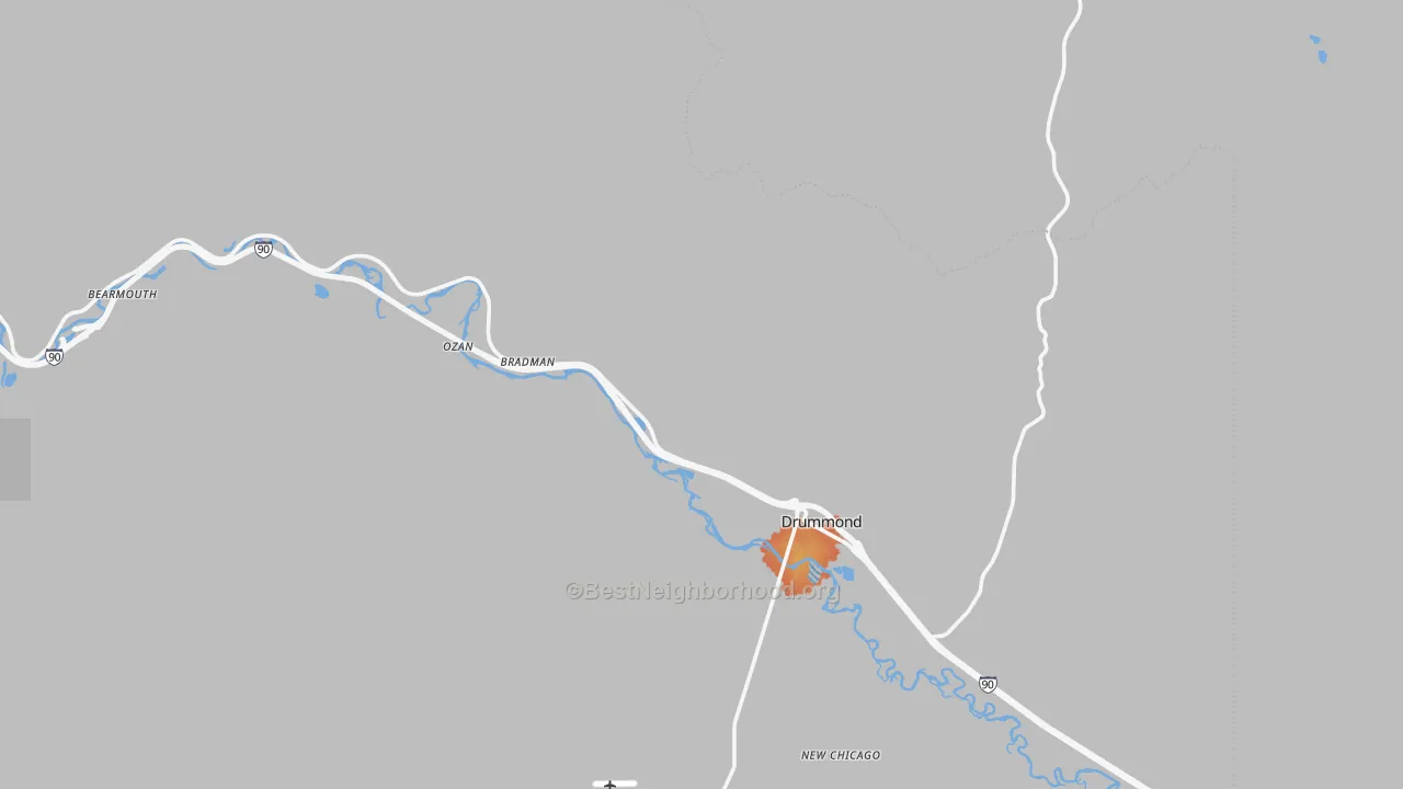 Bike Grade map of Drummond, MT