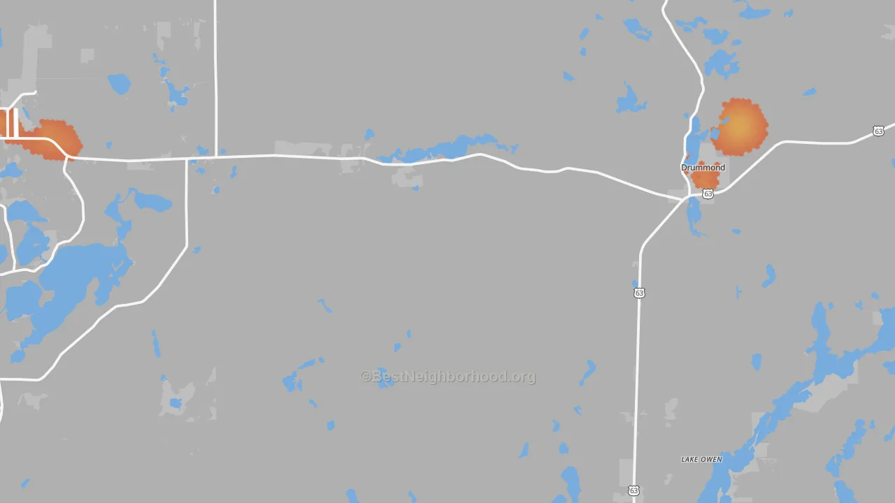 Bike Grade map of Drummond, WI