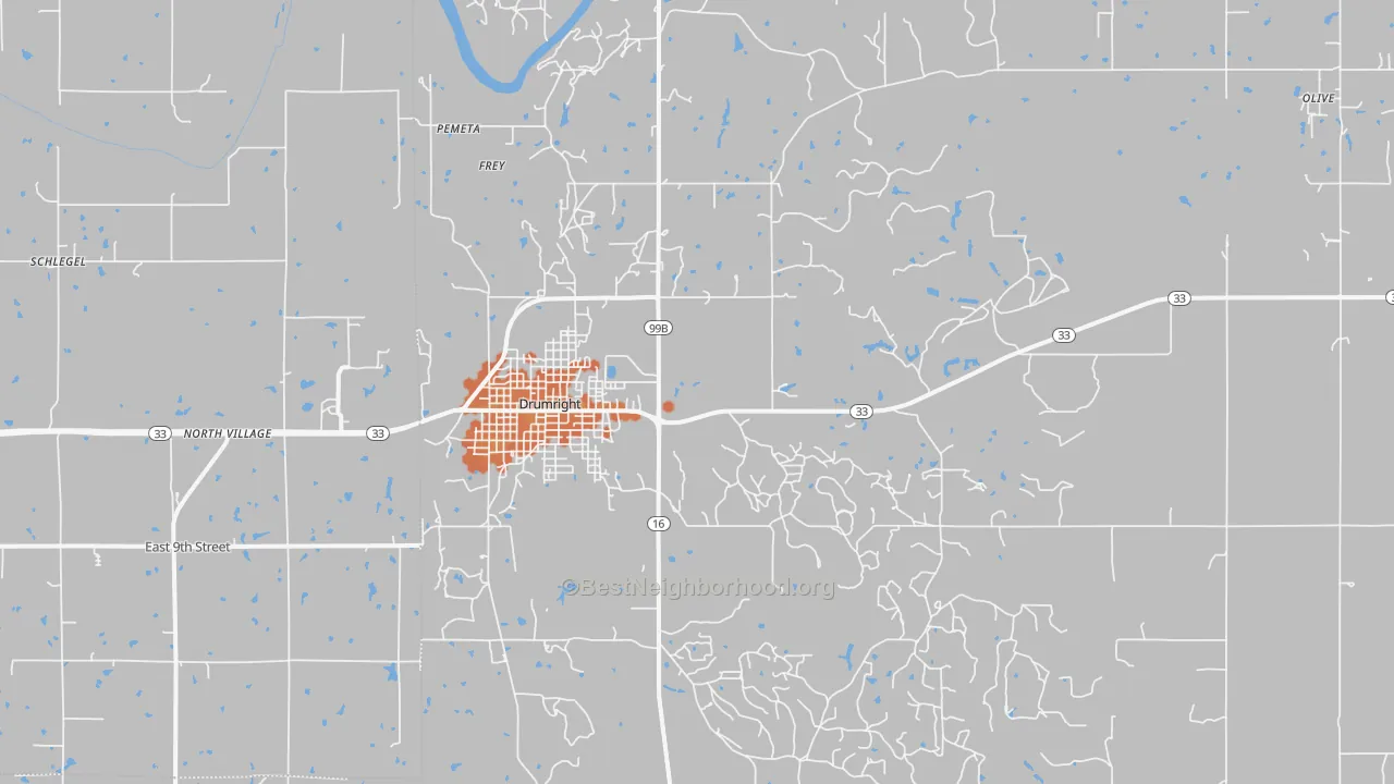 Bike Grade map of Drumright, OK