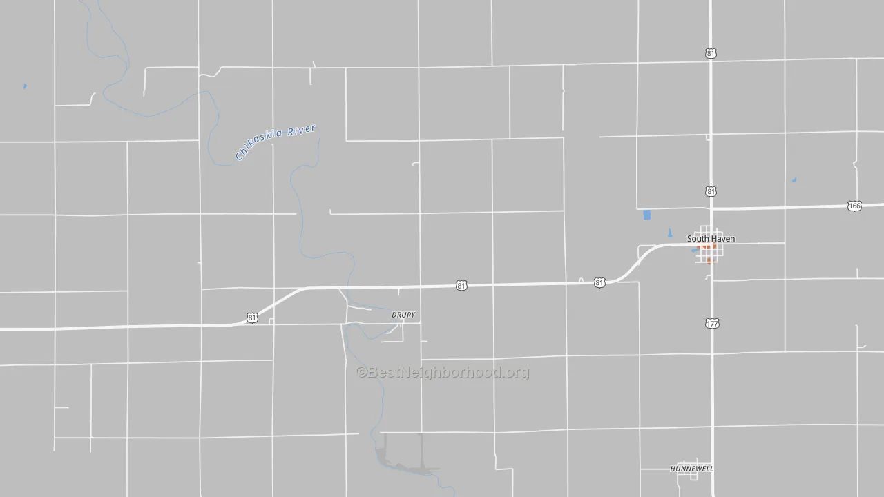 Bike Grade map of Drury, KS