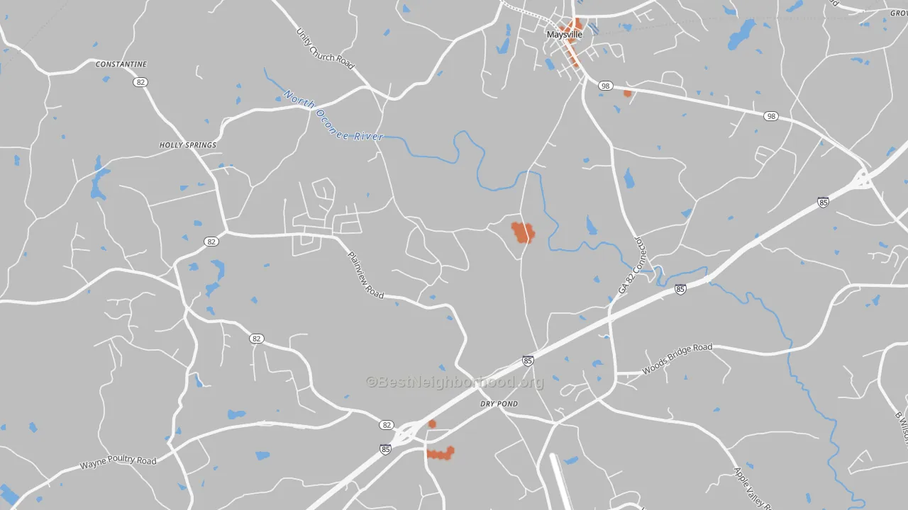 Bike Grade map of Dry Pond, GA