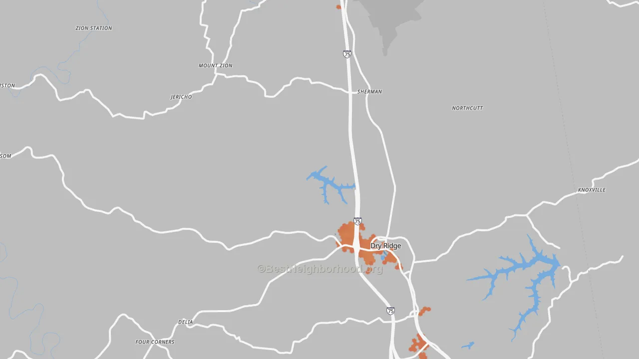 Bike Grade map of Dry Ridge, KY