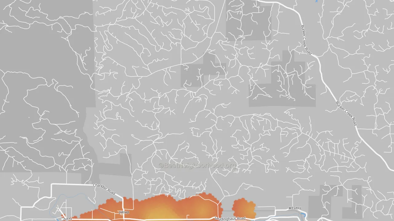 Bike Grade map of Dryad, WA