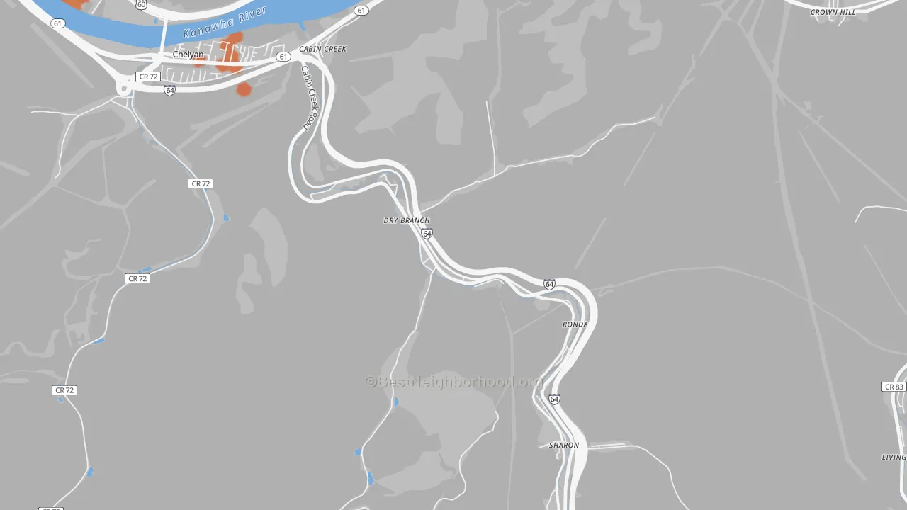 Bike Grade map of Drybranch, WV