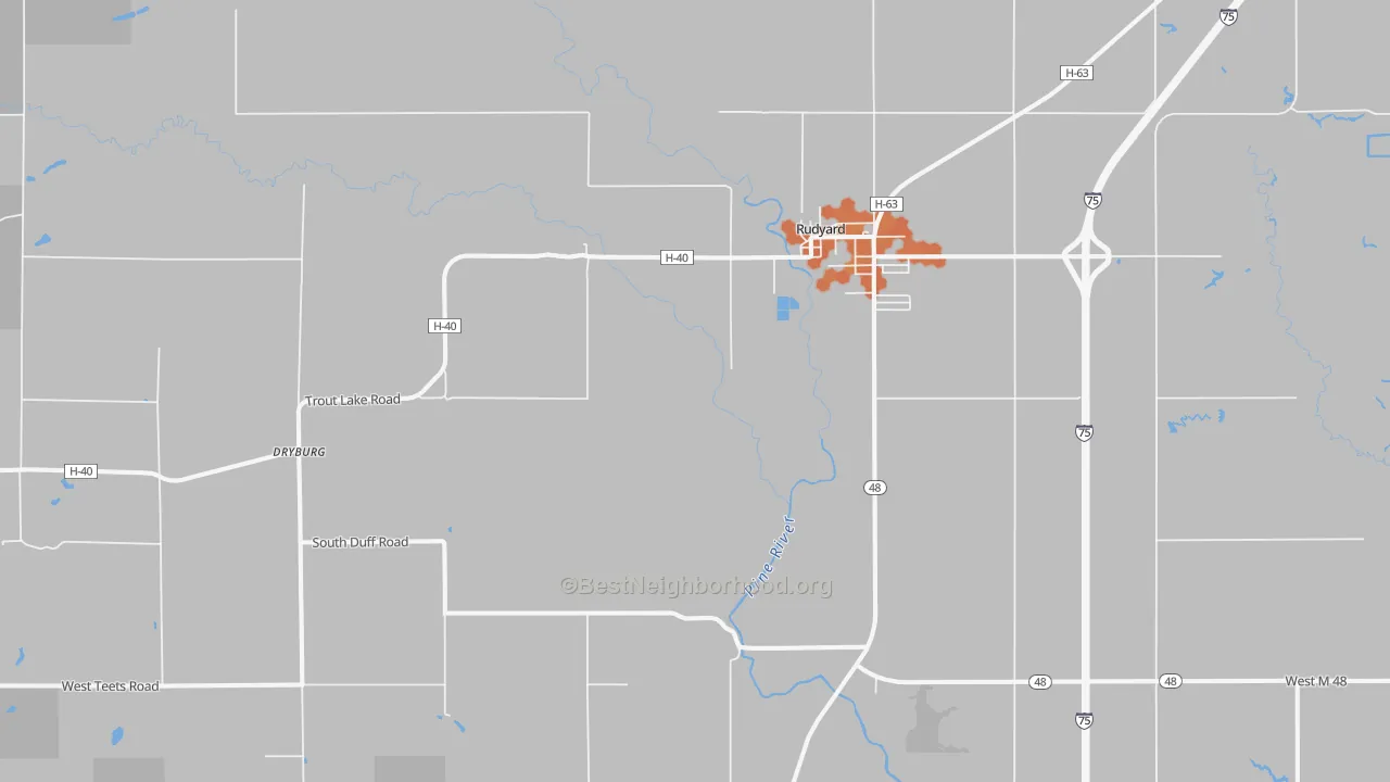Bike Grade map of Dryburg, MI